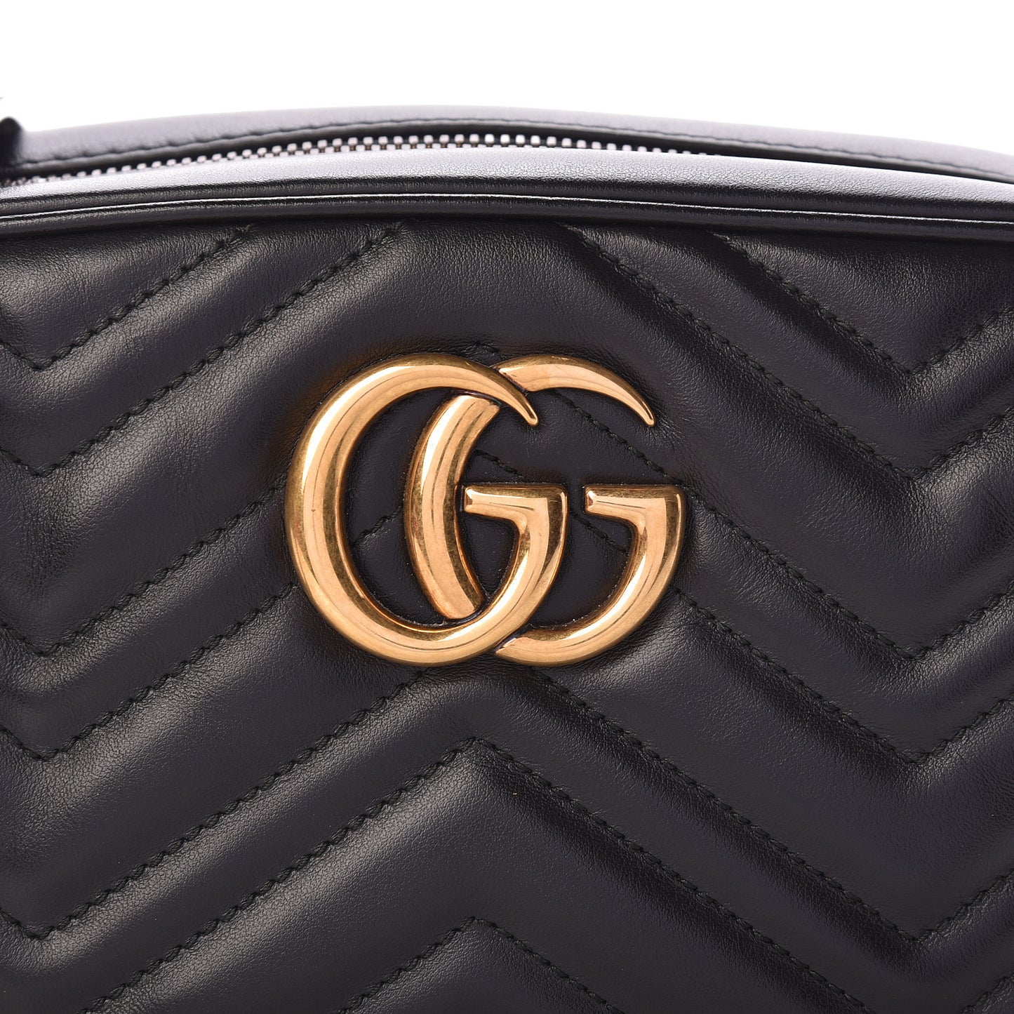 Calfskin Matelasse Small GG Marmont Chain Shoulder Bag Black