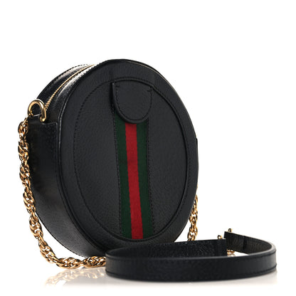 Gucci Grained Calfskin Web Mini Ophidia Round Shoulder Bag Black 3 of 10