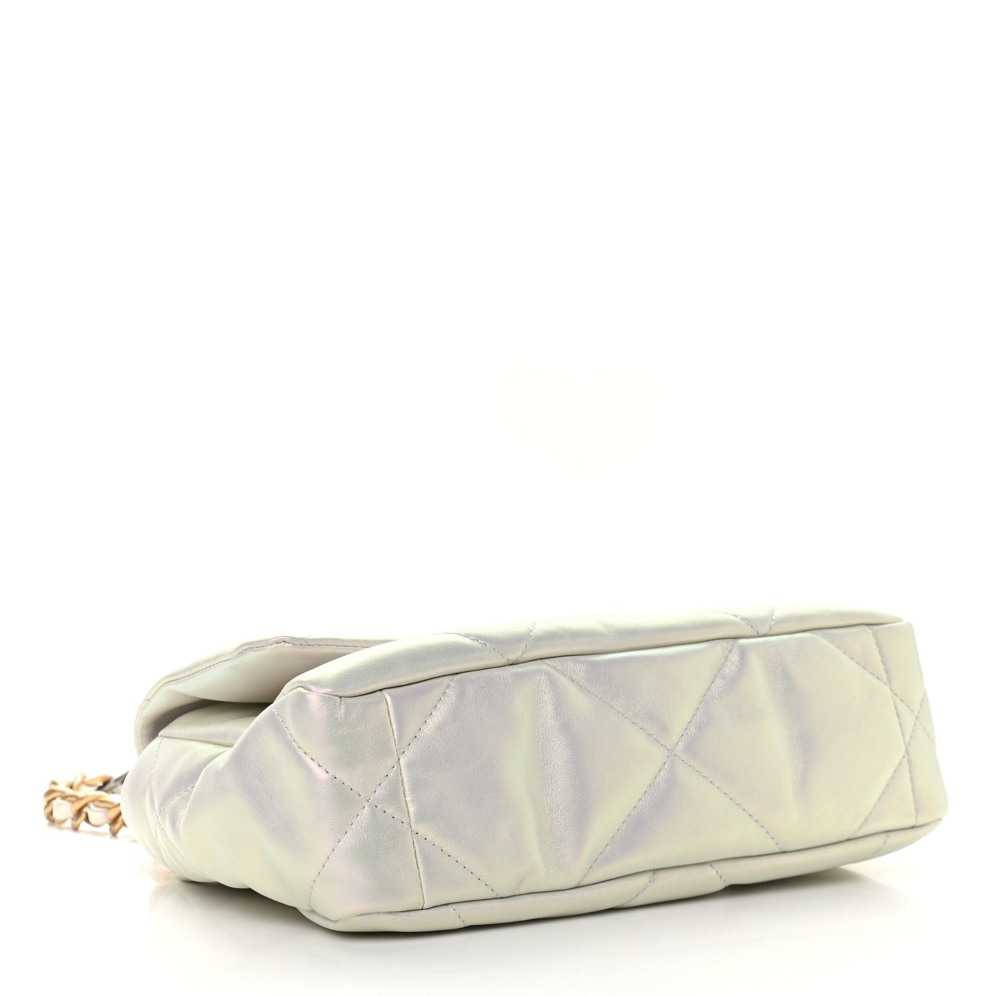 Iridescent Calfskin Quilted Medium Chanel 19 Flap White