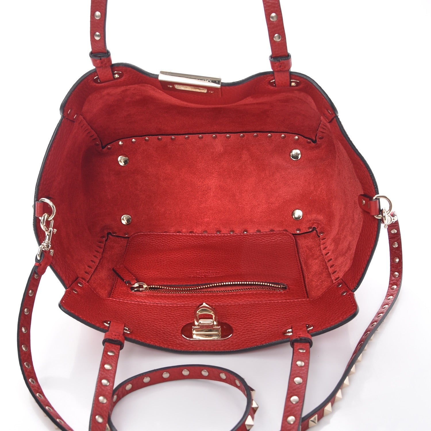 Valentino Garavani Grained Calfskin Small Rockstud Tote Rosso Valentino 5 of 7