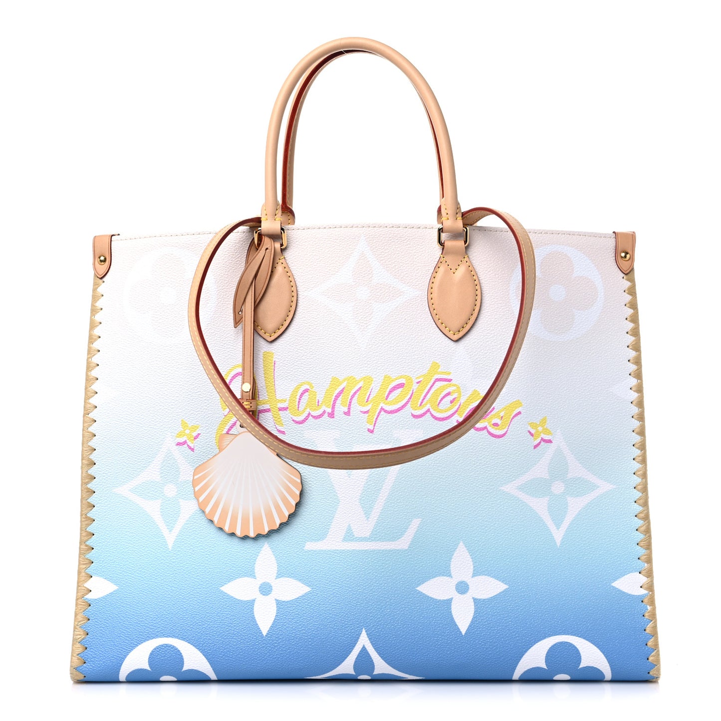 Monogram Giant Raffia Hamptons By The Pool Onthego GM Blue