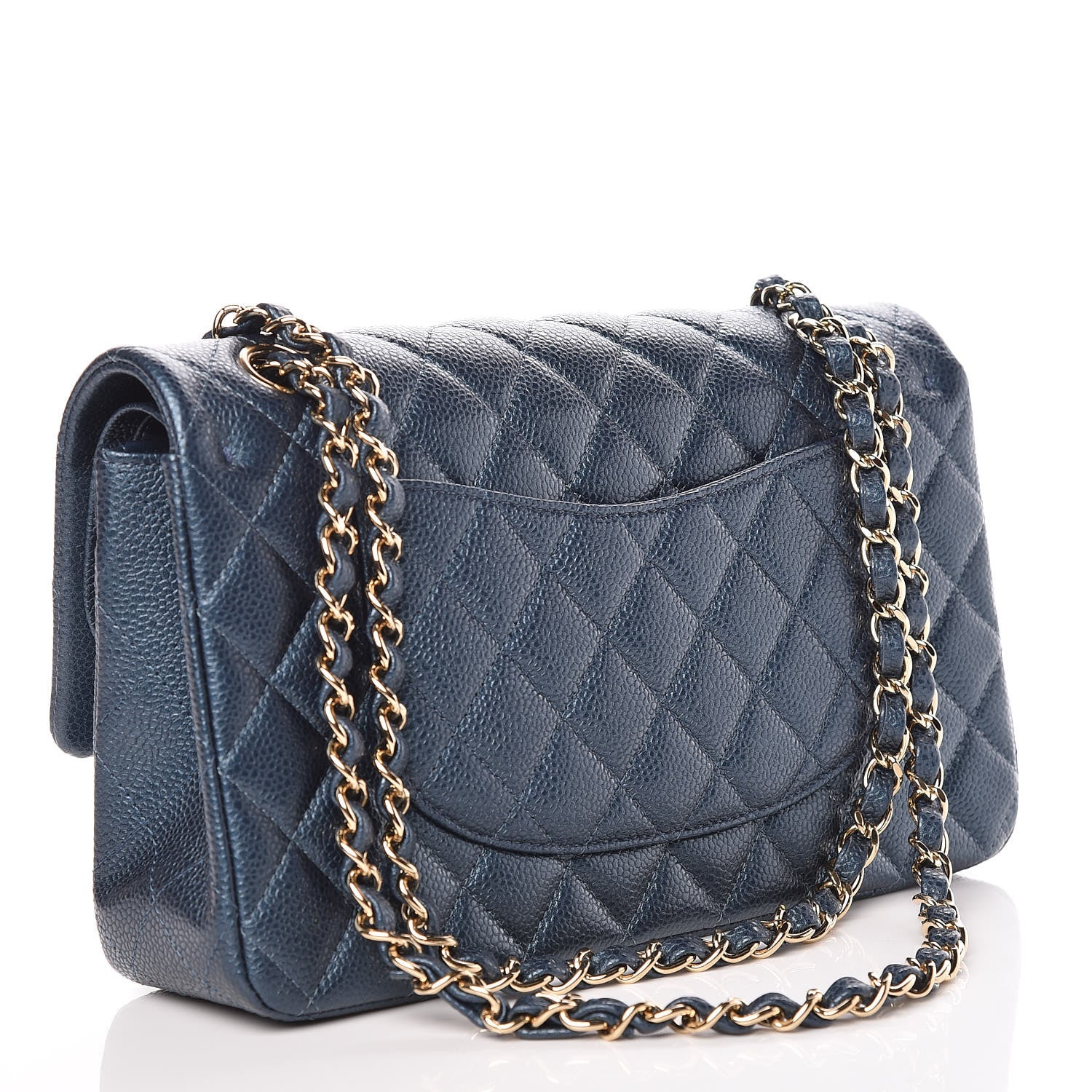 Chanel Iridescent Caviar Quilted Medium Double Flap Dark Blue 4 of 11