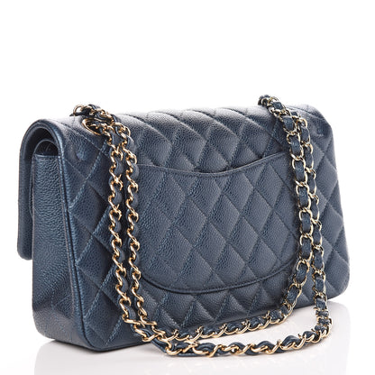 Chanel Iridescent Caviar Quilted Medium Double Flap Dark Blue 4 of 11