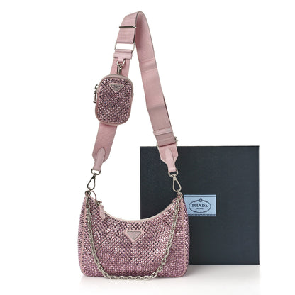 Prada Satin Crystal Re-Edition 2005 Shoulder Bag Alabastro 11 of 11