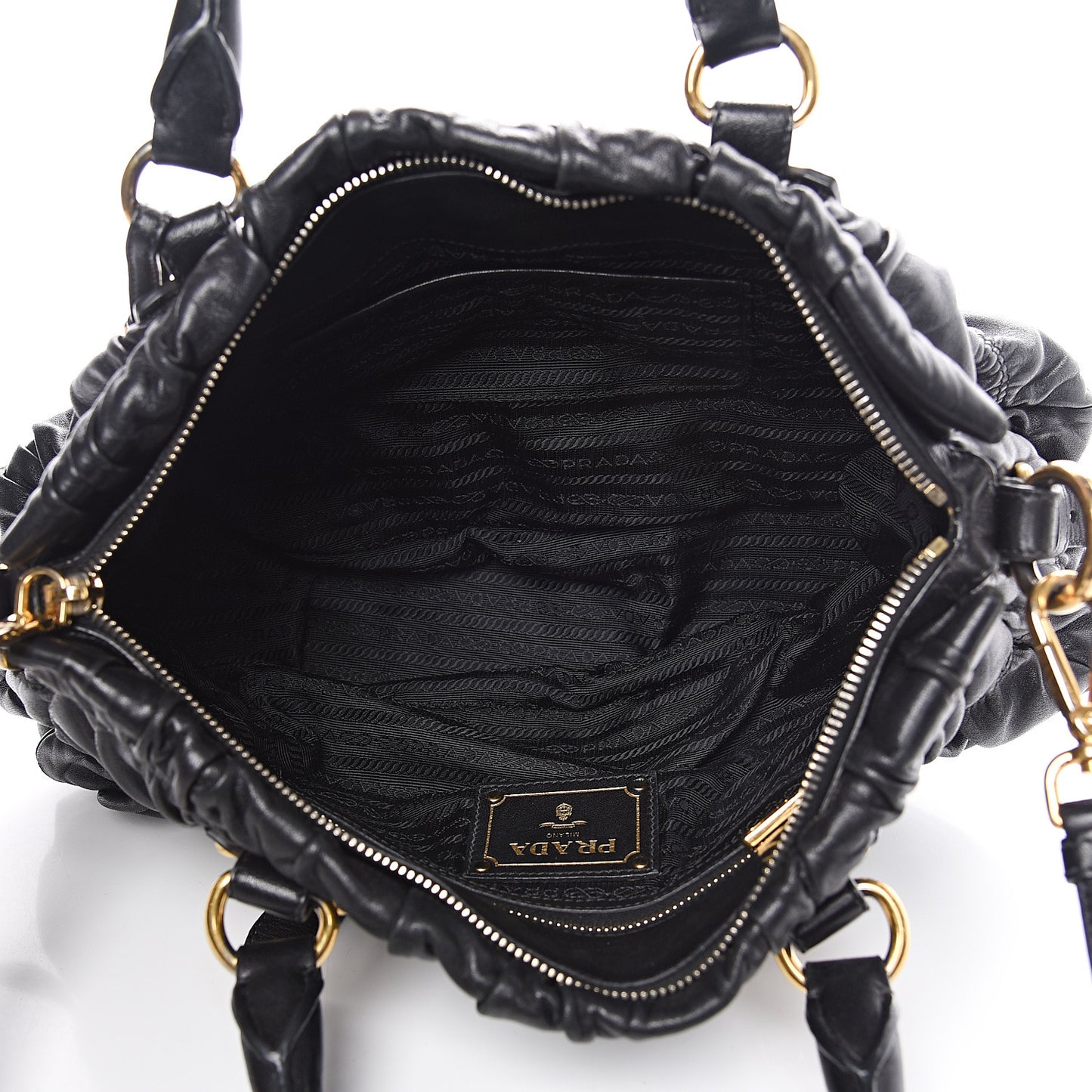 Nappa Gaufre Shopping Satchel Black