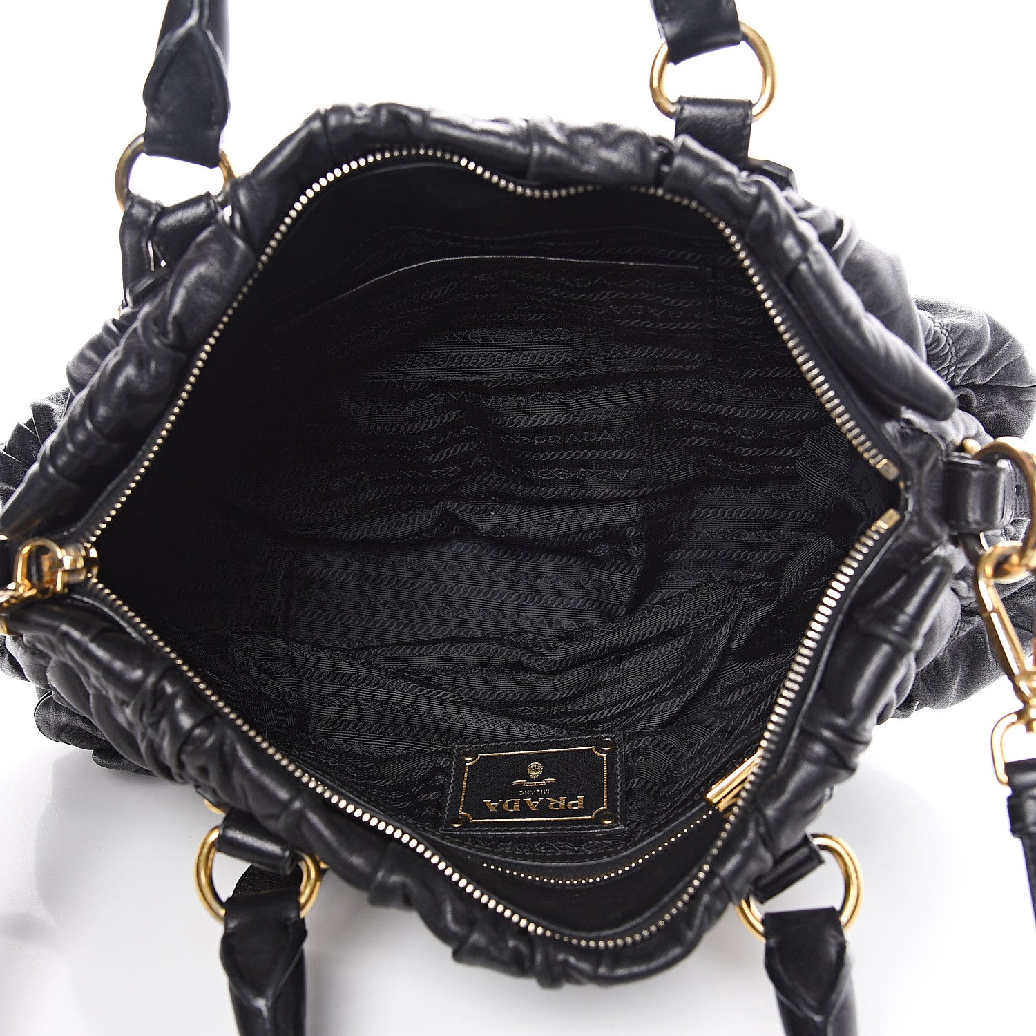 Prada Nappa Gaufre Shopping Satchel Black 4 of 13