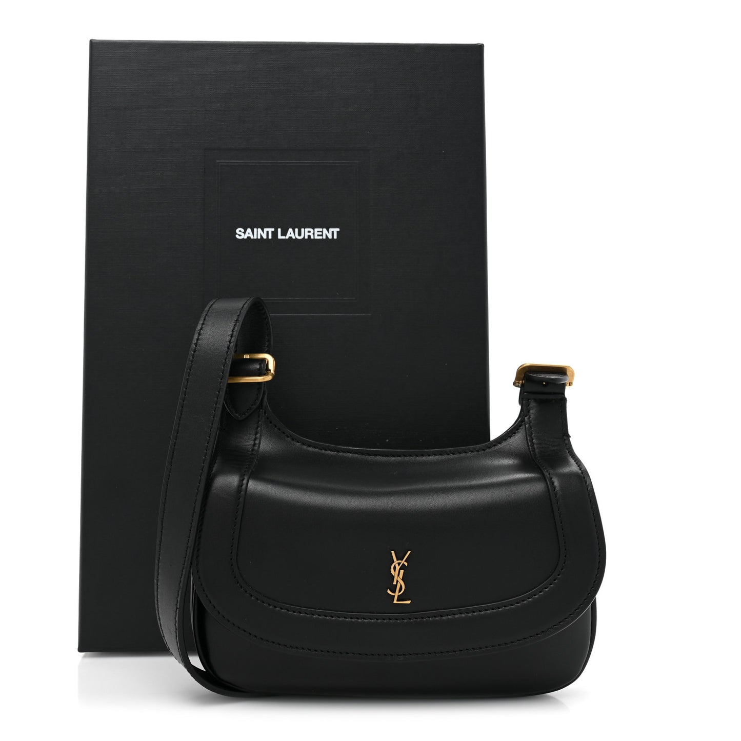 Smooth Calfskin Small Charlie Shoulder Bag Black