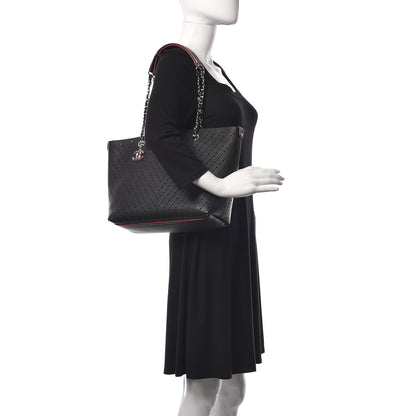 Chanel Perforated Grained Calfskin Large Shopping Tote Black 2 of 10
