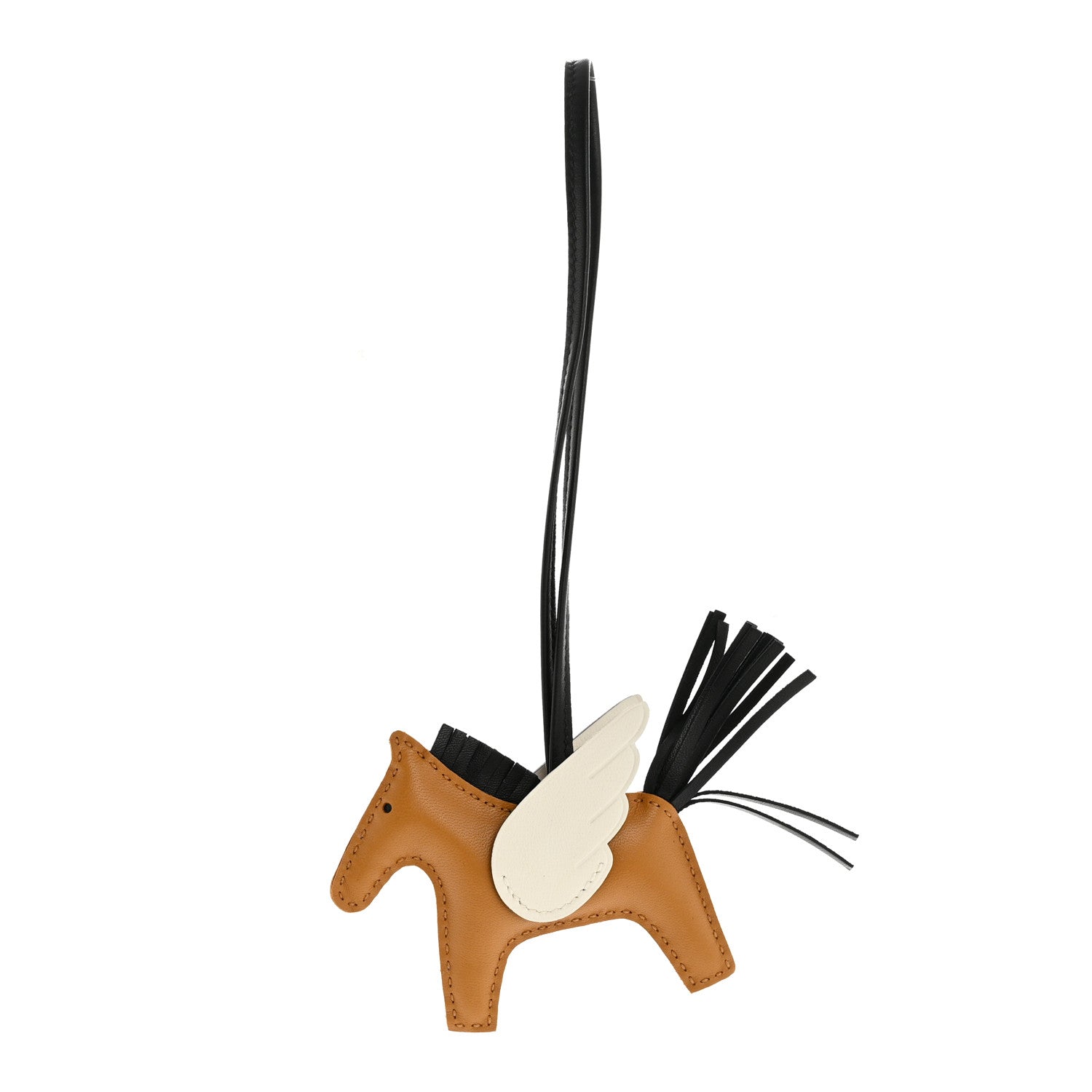Hermes Milo Lambskin Grigri Rodeo Pegase Horse Bag Charm PM Sesame Black Nata 1 of 5