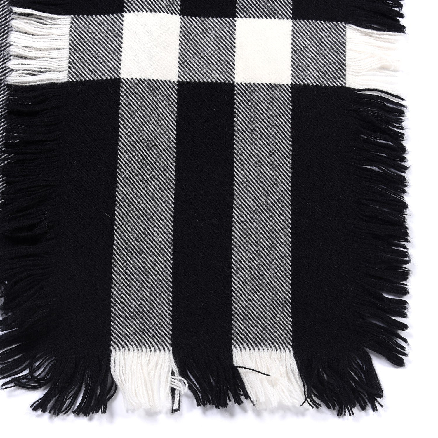 Burberry Wool Half Mega Check Fringe Scarf Black 3 of 4