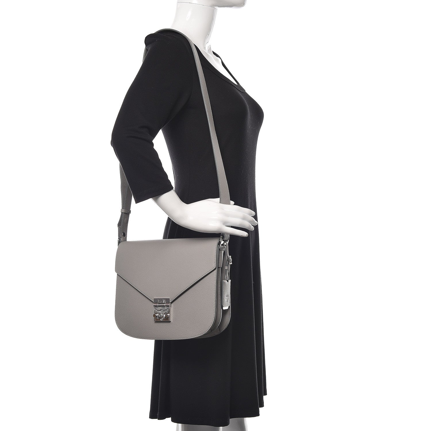 MCM Grained Calfskin Patricia Park Avenue Crossbody Bag Arch Grey 2 of 11
