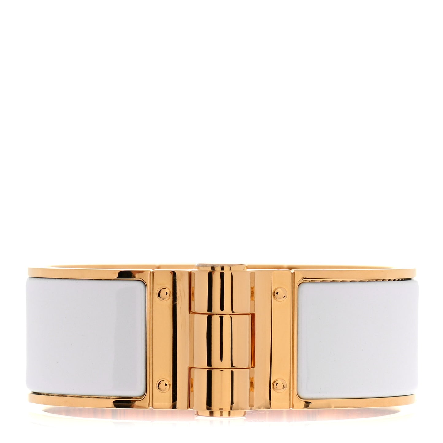 Enamel Wide Charniere Uni Hinged Bracelet S White