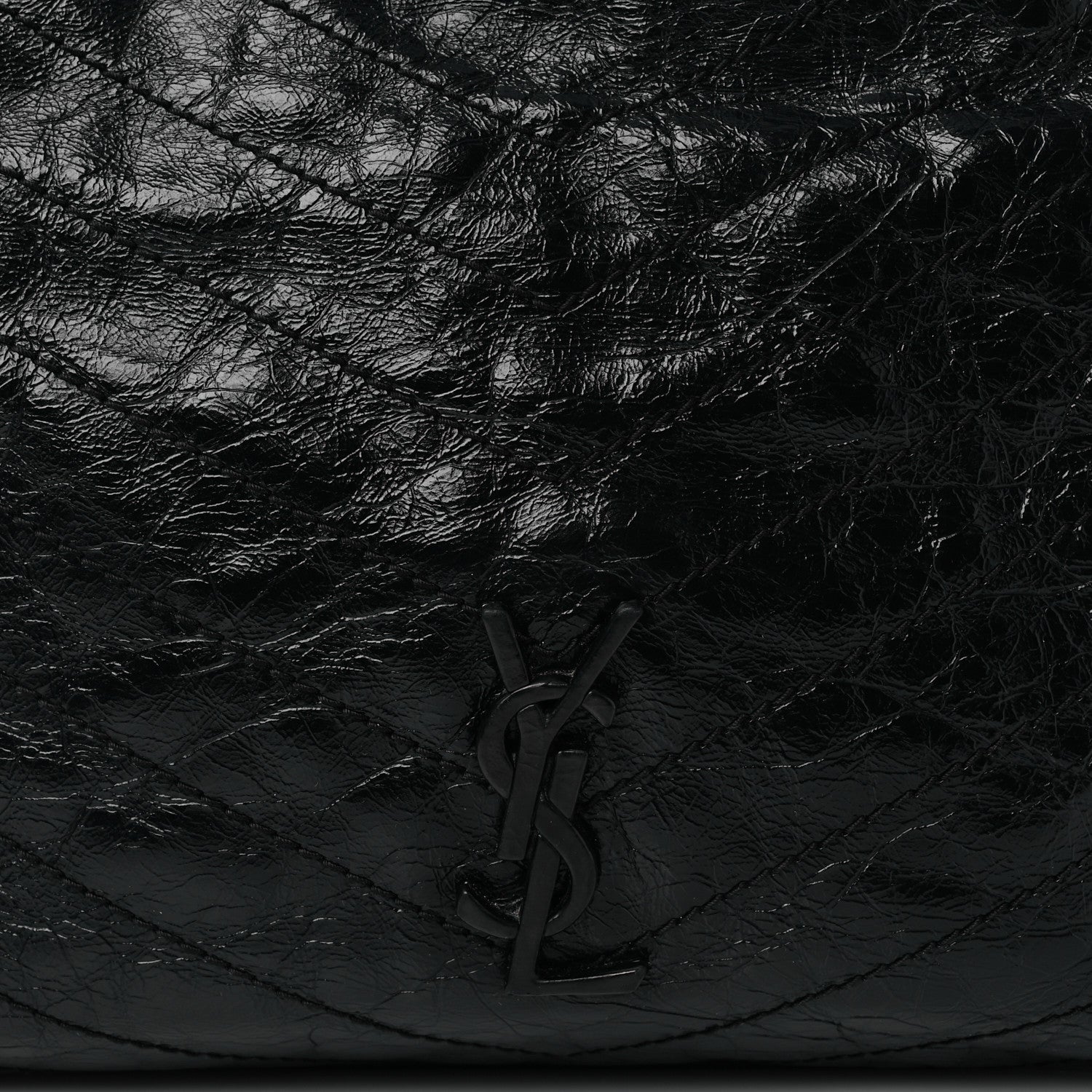 Saint Laurent Crinkled Calfskin Matelasse Monogram Medium Niki Shopper Tote Black 8 of 10