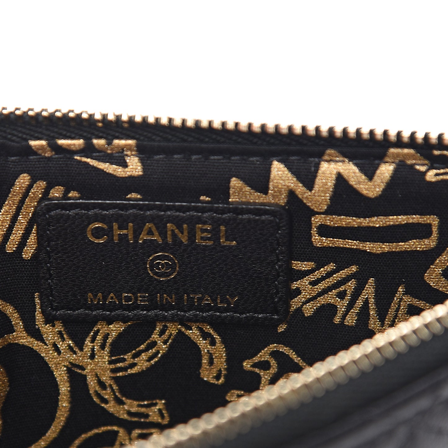 Lambskin Quilted Egyptian Amulet Classic Flat Wallet Pouch Black