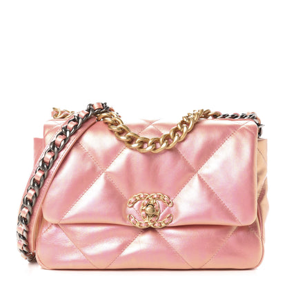 Chanel Iridescent Calfskin Quilted Medium 19 Flap Pink 1 of 11