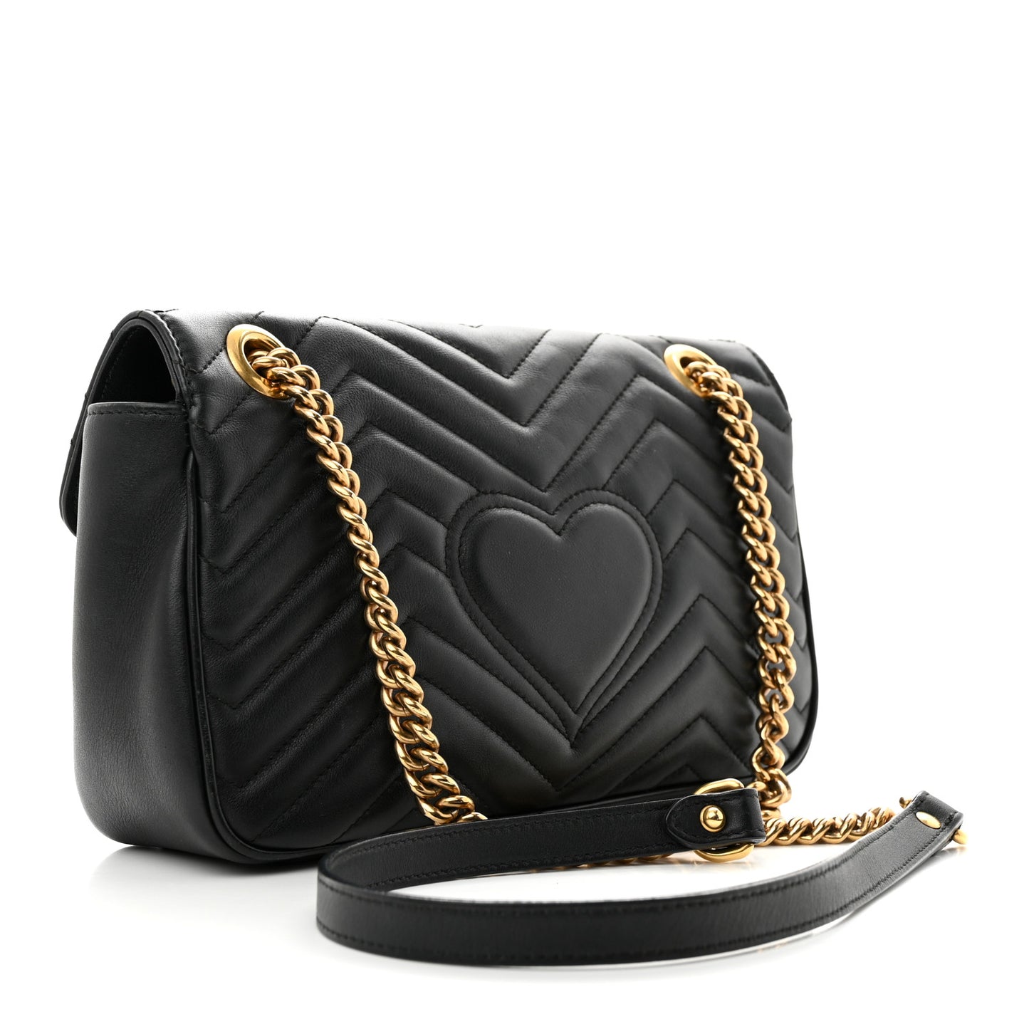 Calfskin Matelasse Small GG Marmont Shoulder Bag Black