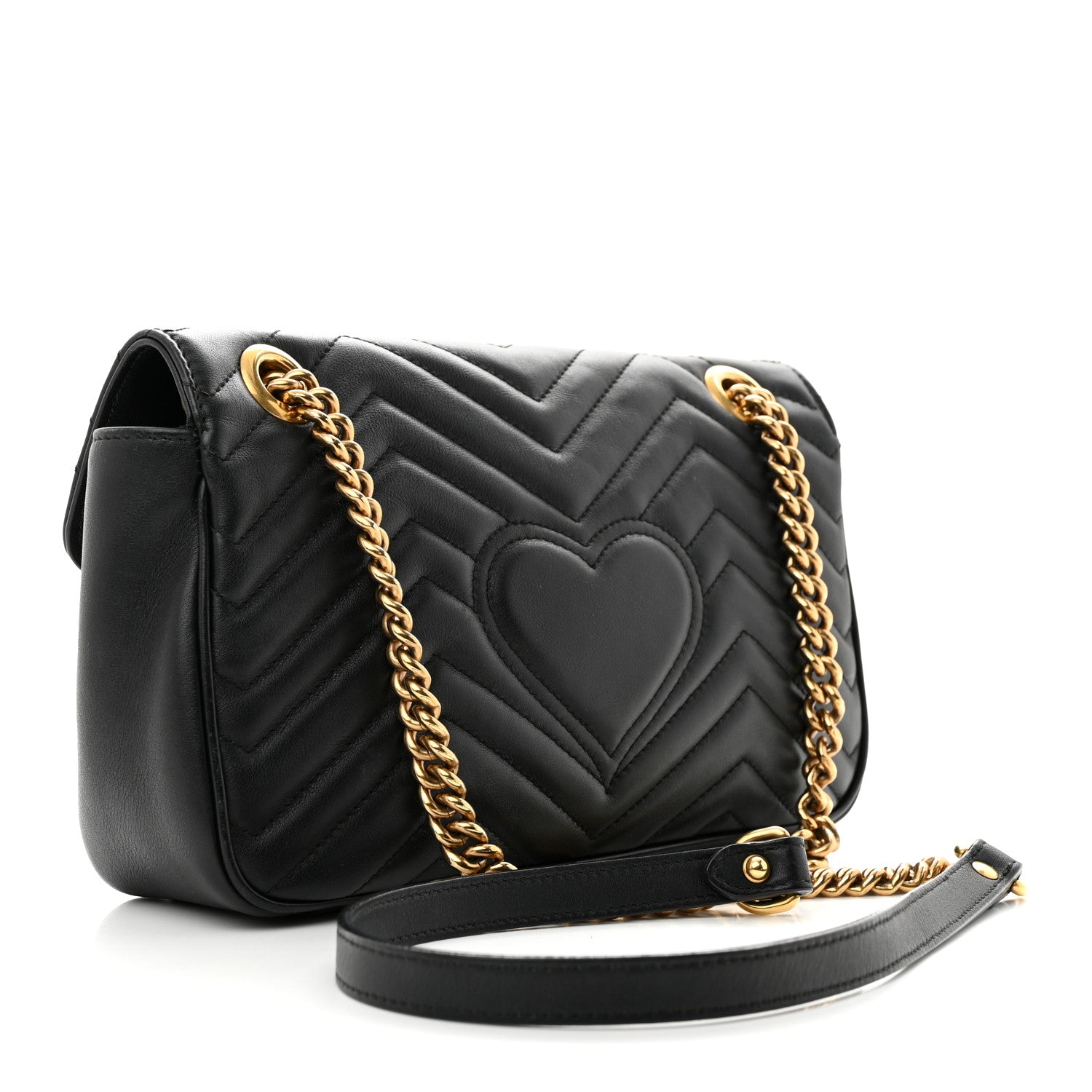 Gucci Calfskin Matelasse Small GG Marmont Shoulder Bag Black 3 of 11
