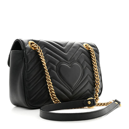 Gucci Calfskin Matelasse Small GG Marmont Shoulder Bag Black 3 of 11