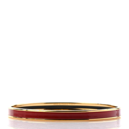 Hermes Enamel Printed Extra Narrow Plain Bracelet 62 Rouge H 3 of 5