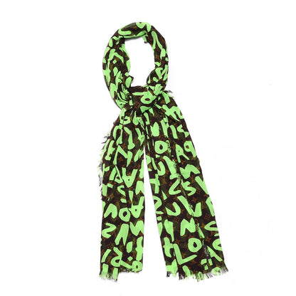 Louis Vuitton Cotton Graffiti Pareo Green 1 of 5
