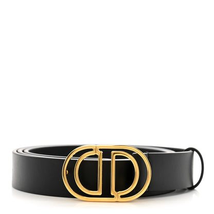 Christian Dior Calfskin 30 Montaigne Cut-Out CD Belt 95 38 Black 1 of 5