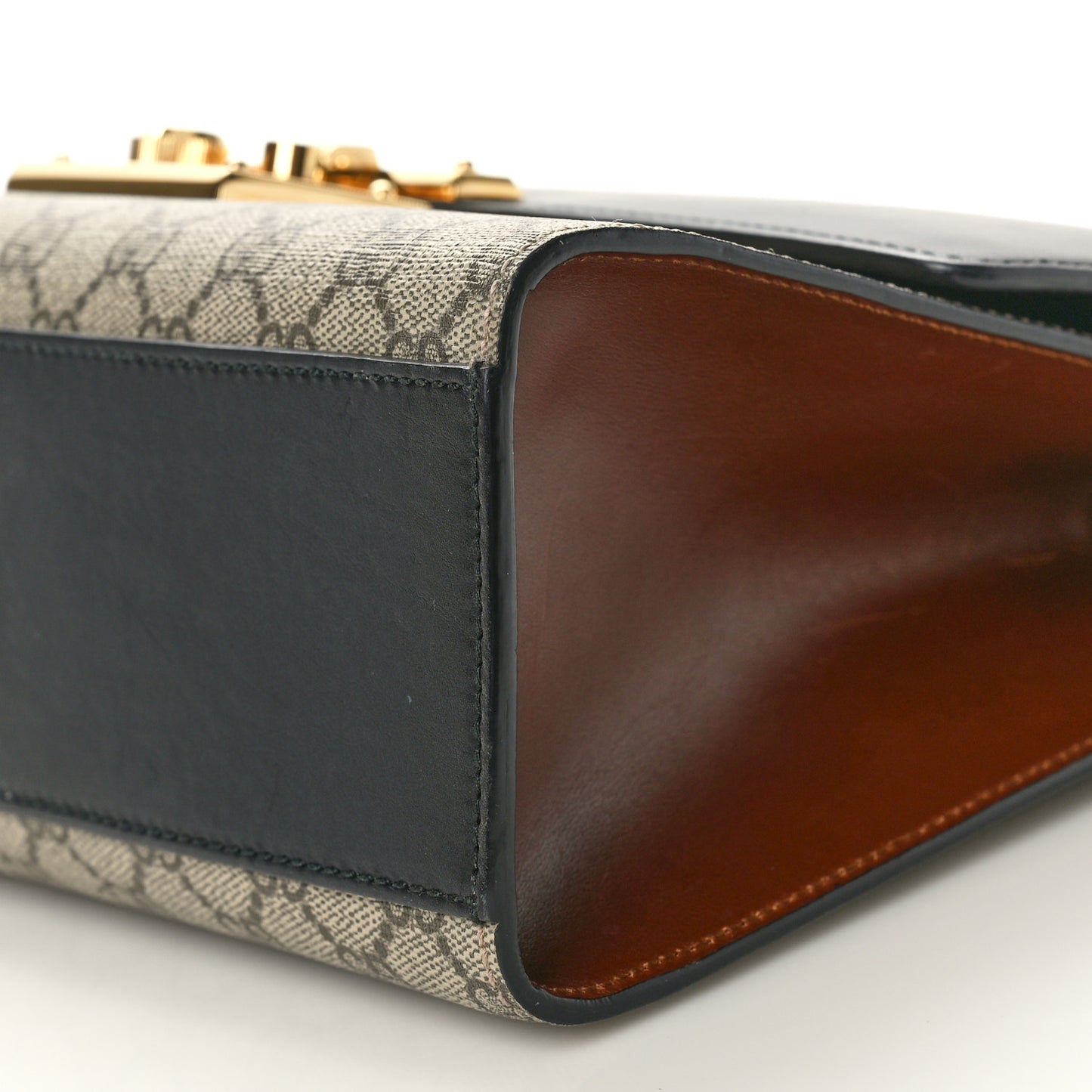 GG Supreme Monogram Calfskin Medium Padlock Shoulder Bag Beige Black Cuir