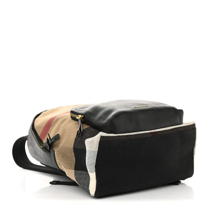 Burberry Mega Check Calfskin Abbeydale Simple Backpack Black Camel 6 of 19