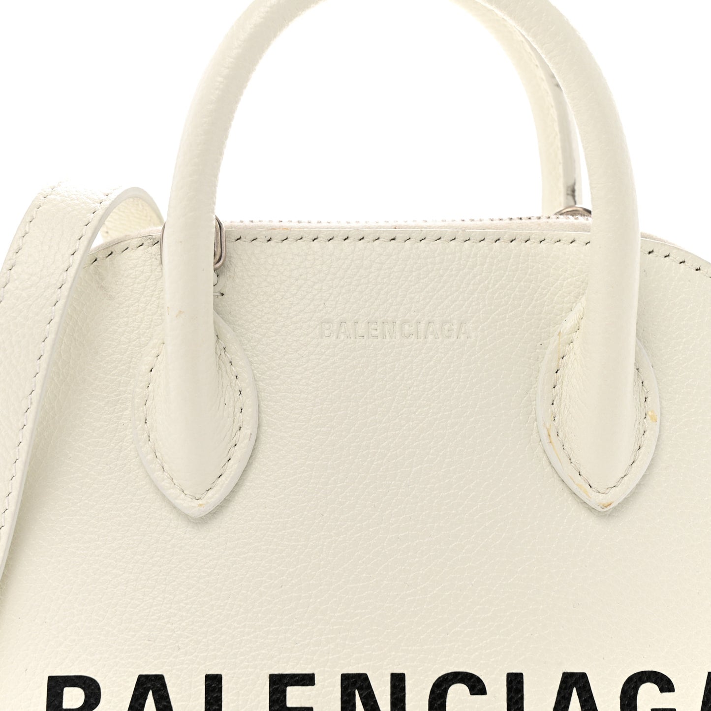 Grained Calfskin XXS Ville Top Handle Bag White Black