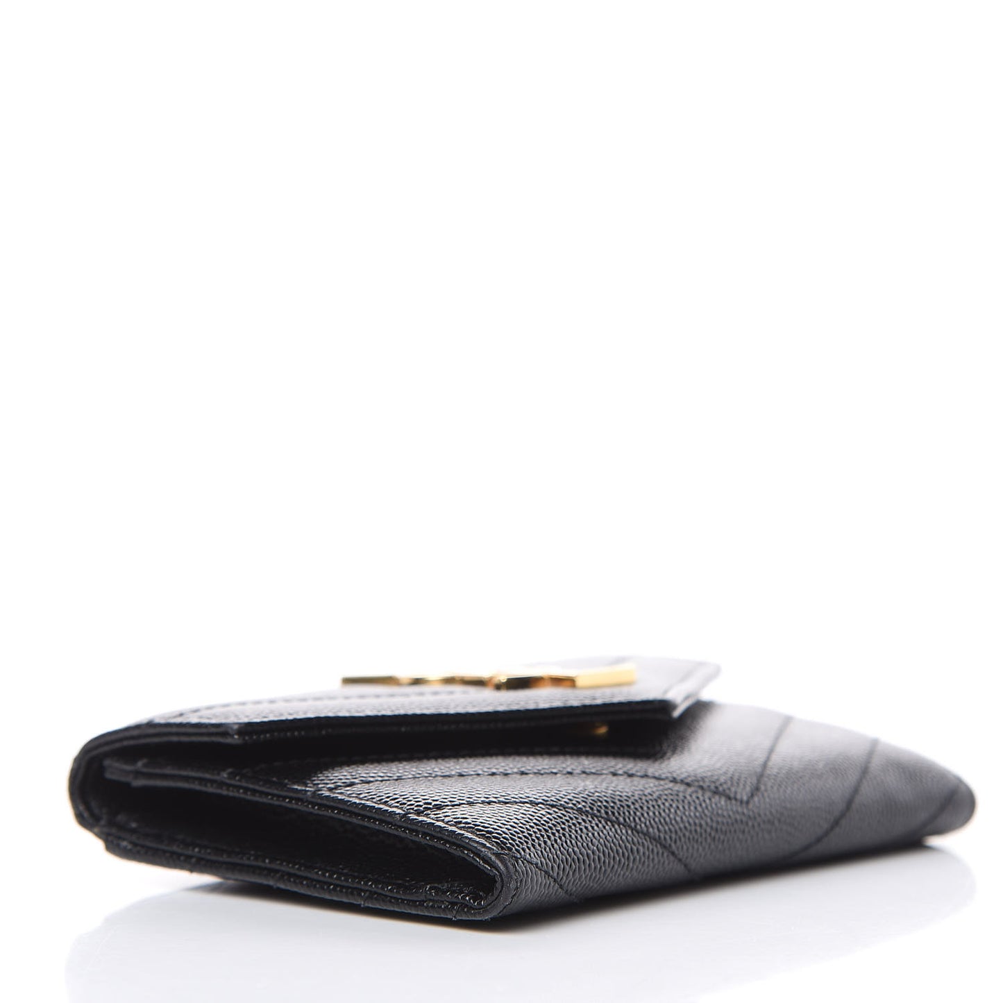 Grain De Poudre Matelasse Chevron Small Monogram Envelope Wallet Black