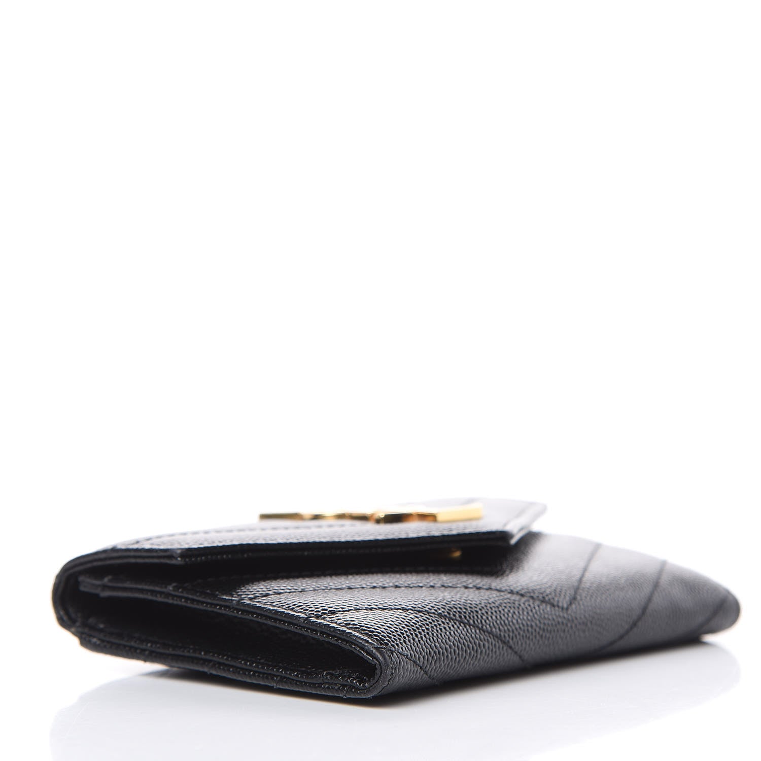 Saint Laurent Grain De Poudre Matelasse Chevron Small Monogram Envelope Wallet Black 4 of 7