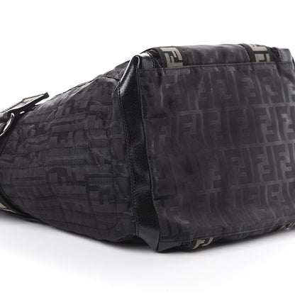 Fendi Zucca Cinghiale Large Zip Code Shopping Tote Black 7 of 10