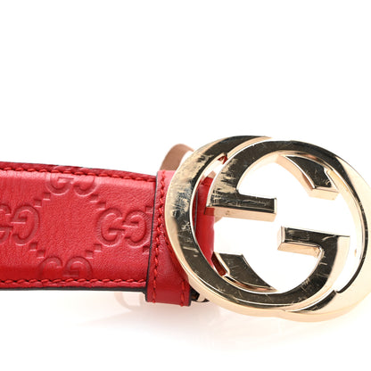 Gucci Guccissima Signature Interlocking G 40mm Belt 90 36 Hibiscus Red 7 of 7