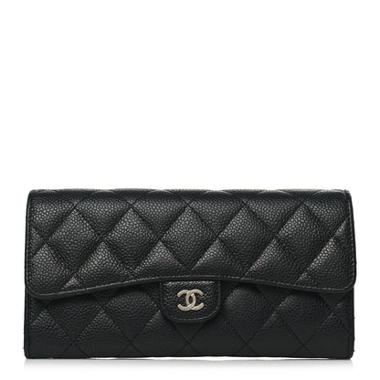 Chanel Caviar Quilted Large Gusset Flap Wallet Black 1 of 11