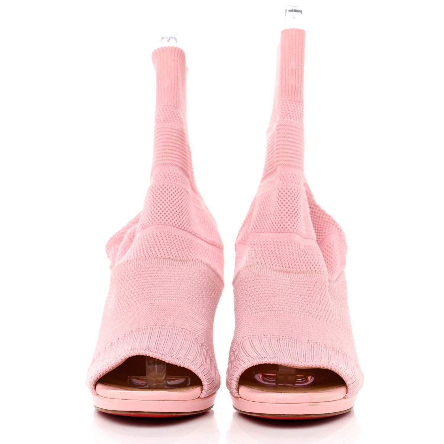 Christian Louboutin Maille Tricot Nappa Cheminene 120 Sock Ankle Boots 39 Pink 2 of 7