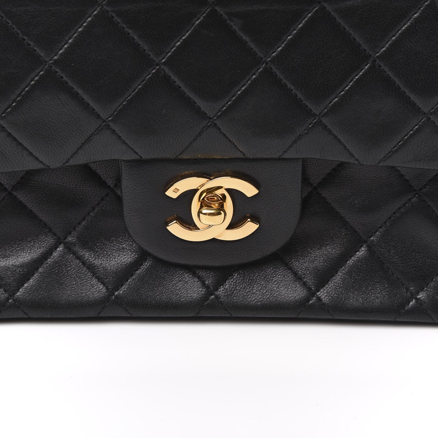 Lambskin Quilted Small Double Flap Black