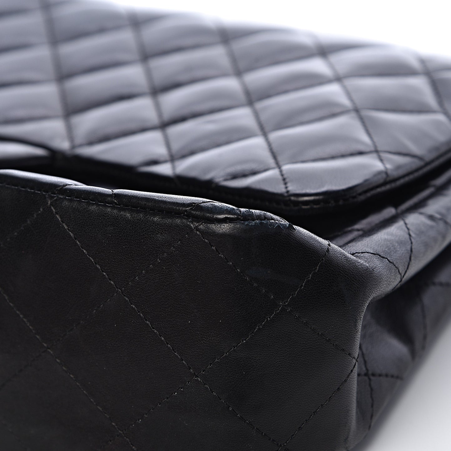 Lambskin Quilted Jumbo Single Flap Black