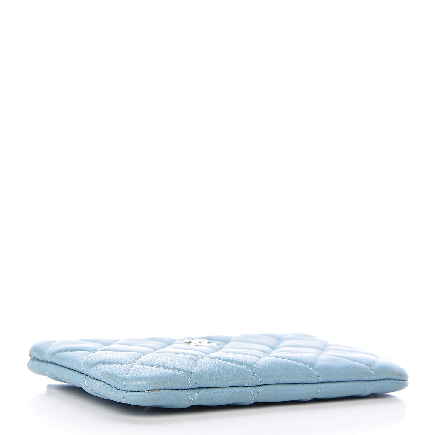 Lambskin Quilted Small Cosmetic Case Turquoise