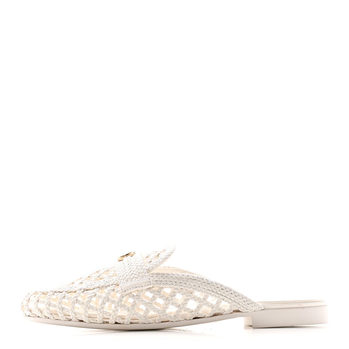 Braided Lambskin Mule Sandals 39 White