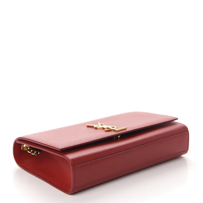 Saint Laurent Grain De Poudre Medium Monogram Kate Satchel Red 4 of 10