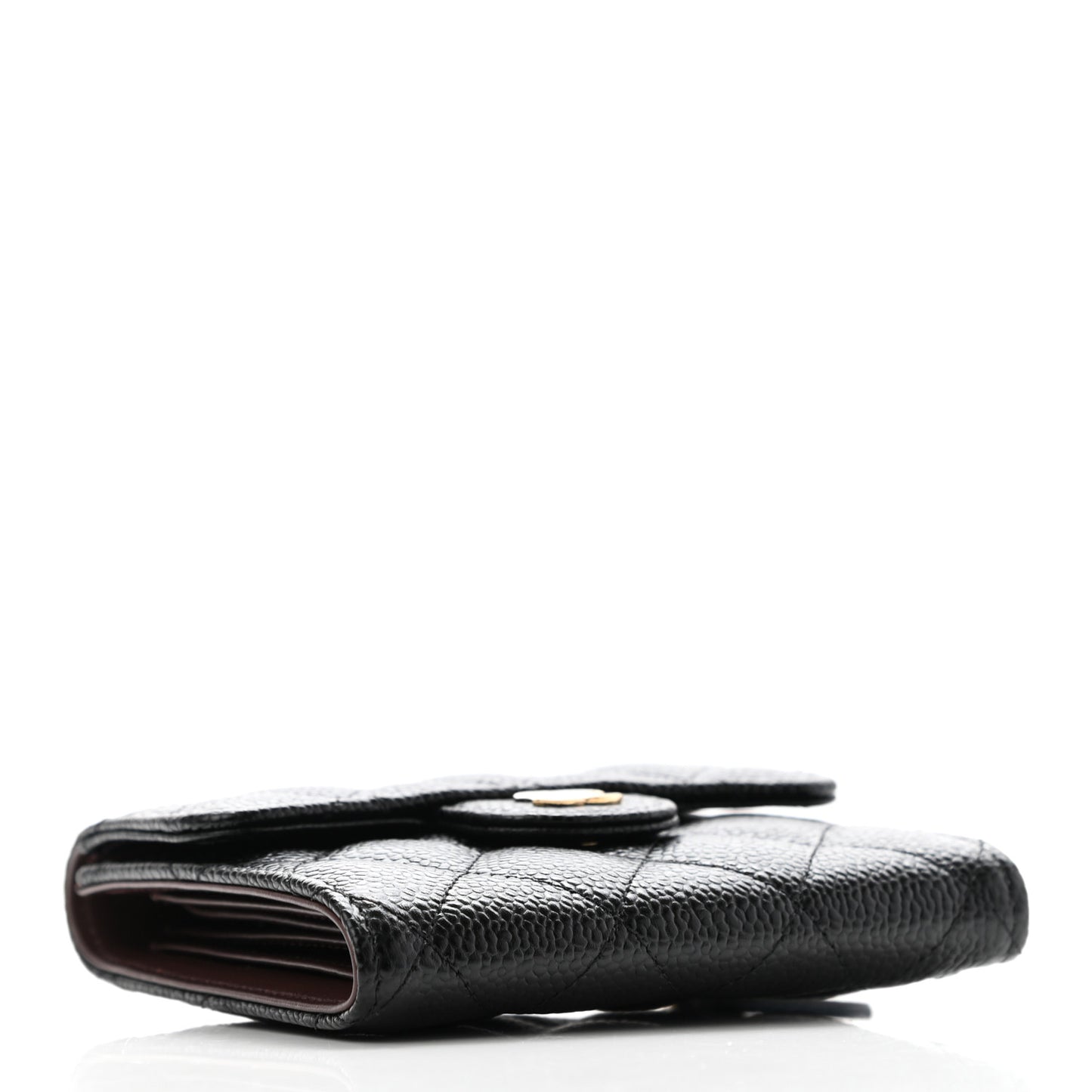 Caviar Quilted Compact Flap Wallet Black