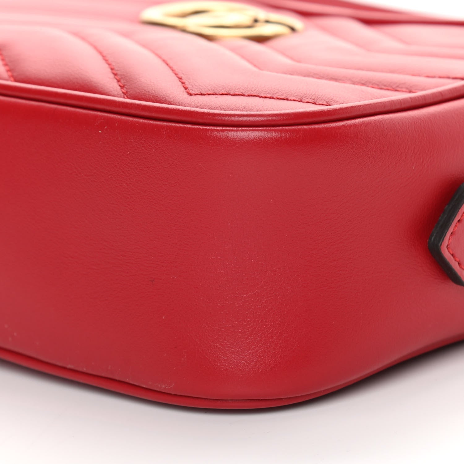 Gucci Calfskin Matelasse Mini GG Marmont Chain Shoulder Bag Hibiscus Red 10 of 10