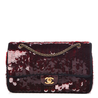 Chanel Satin Sequin Paris Shanghai Medium Double Flap Red 1 of 10