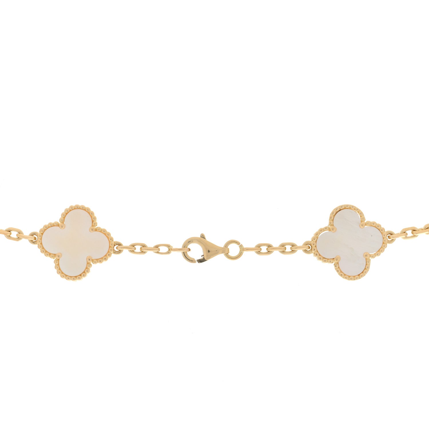 Van Cleef & Arpels 18K Yellow Gold Mother of Pearl 10 Motifs Vintage Alhambra Necklace 3 of 3