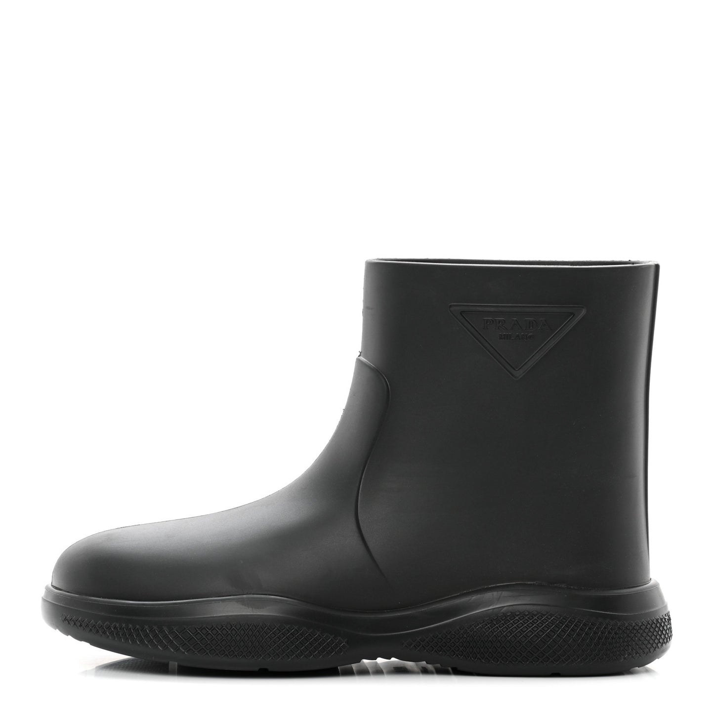 Soft Mellow Rubber Triangle Logo Embossed Womens 25mm Booties 41 Black