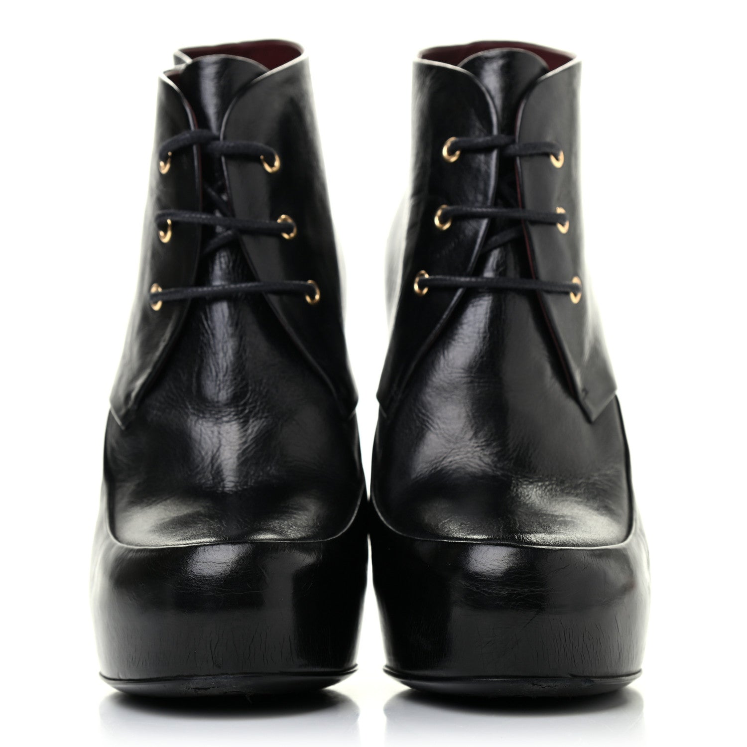 Chanel Glazed Calfskin Lace Up Ankle Booties 38 Black 2 of 6
