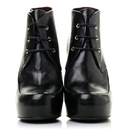 Chanel Glazed Calfskin Lace Up Ankle Booties 38 Black 2 of 6
