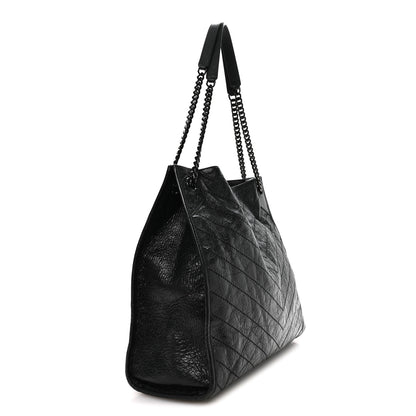 Saint Laurent Crinkled Calfskin Matelasse Monogram Large Niki Shopper Tote Black 3 of 10