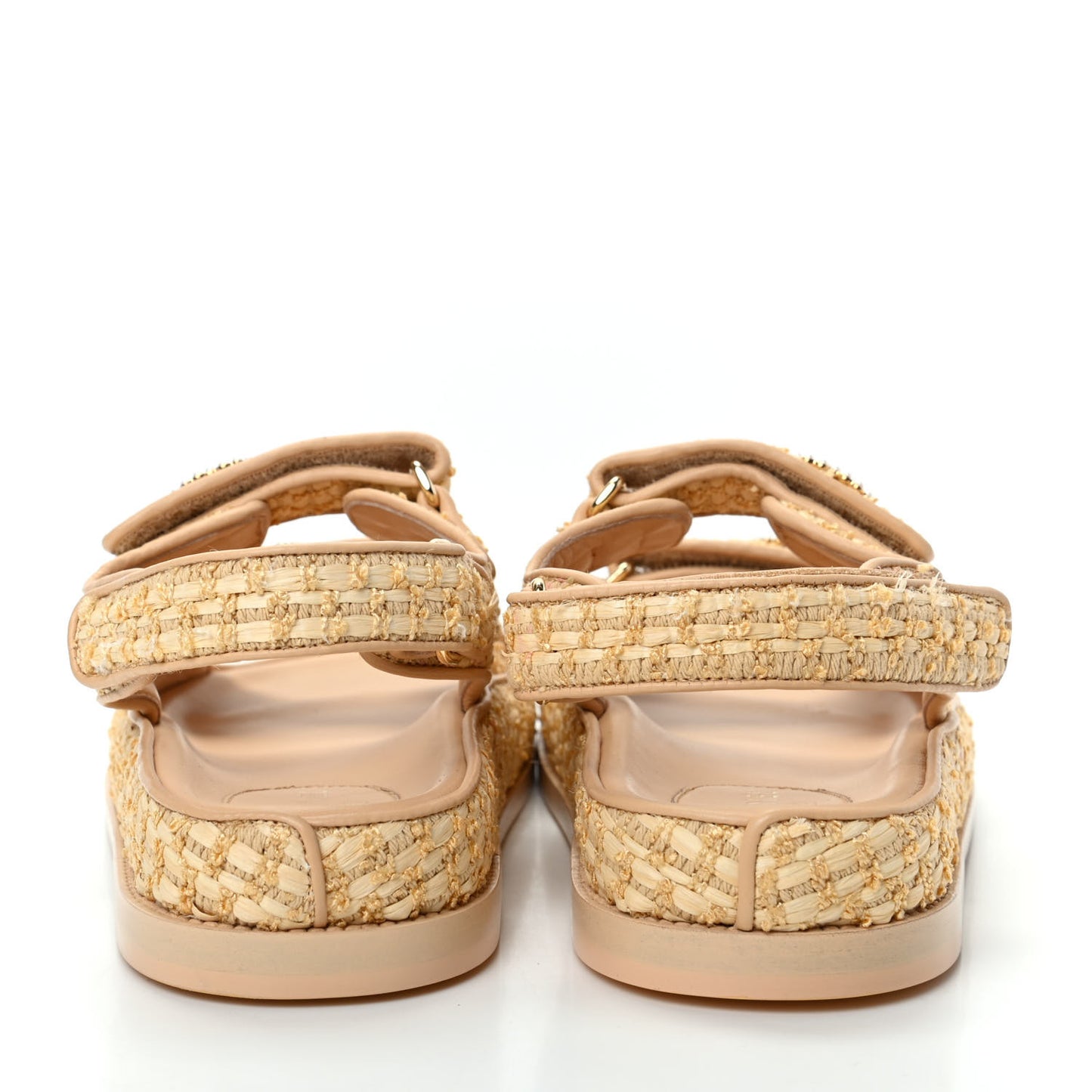 Braided Fabric Velcro Dad Sandals 38.5 Beige
