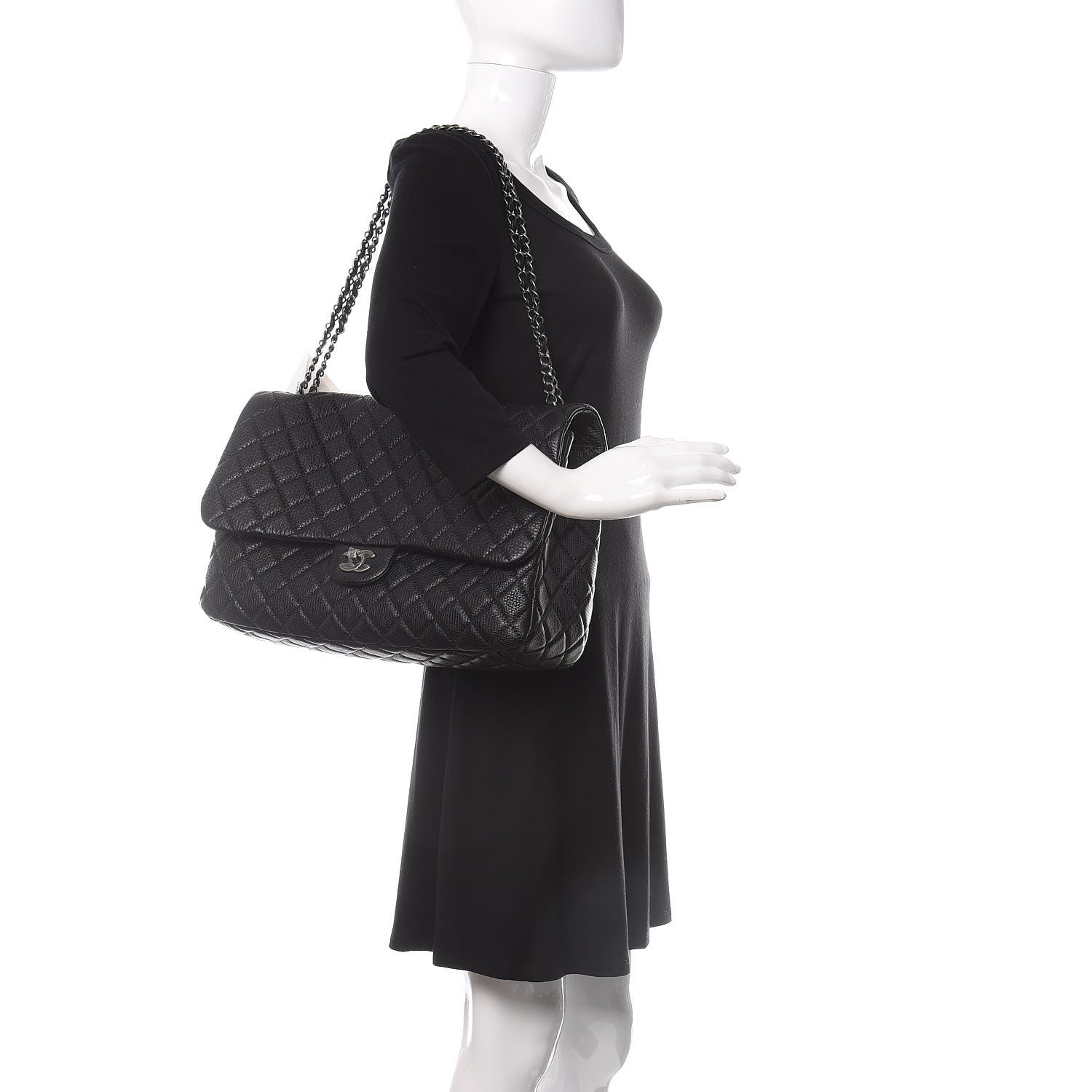 Chanel Calfskin Quilted Small XXL Travel Flap Bag Black 2 of 11