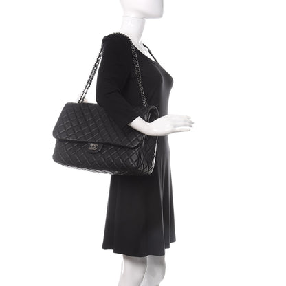 Chanel Calfskin Quilted Small XXL Travel Flap Bag Black 2 of 11